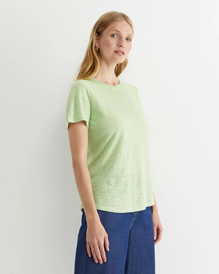 Women Sportscraft Tops and Tees Tonia Crew Neck Linen Tee Pear