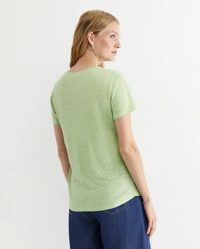 Women Sportscraft Tops and Tees Tonia Crew Neck Linen Tee Pear