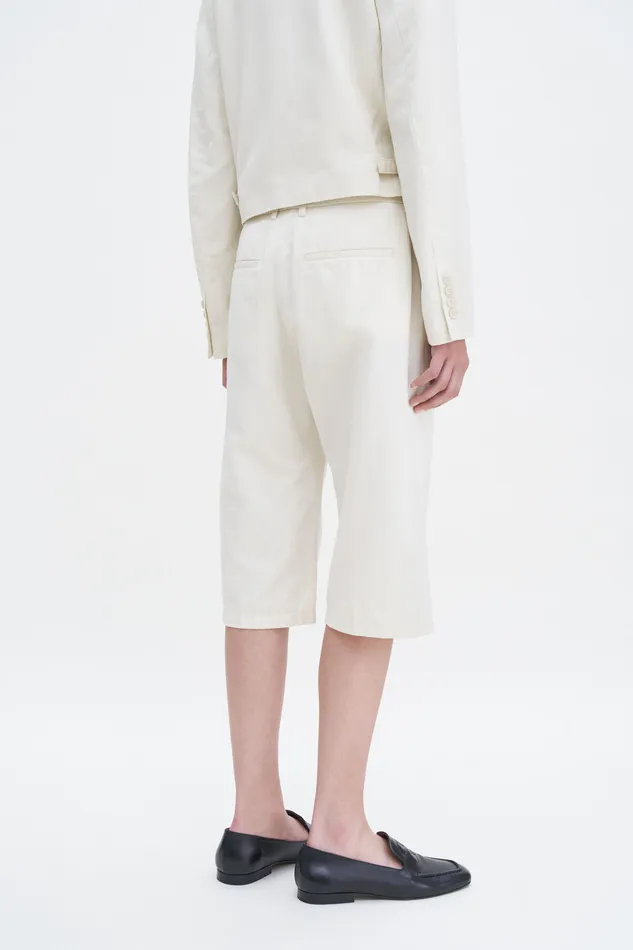 Women Straight Cotton Linen Shorts Bone WhiteWhite Pinstripe Trousers filippak Women Straight Cotton Linen Shorts Bone WhiteWhite Pinstripe Trousers filippak