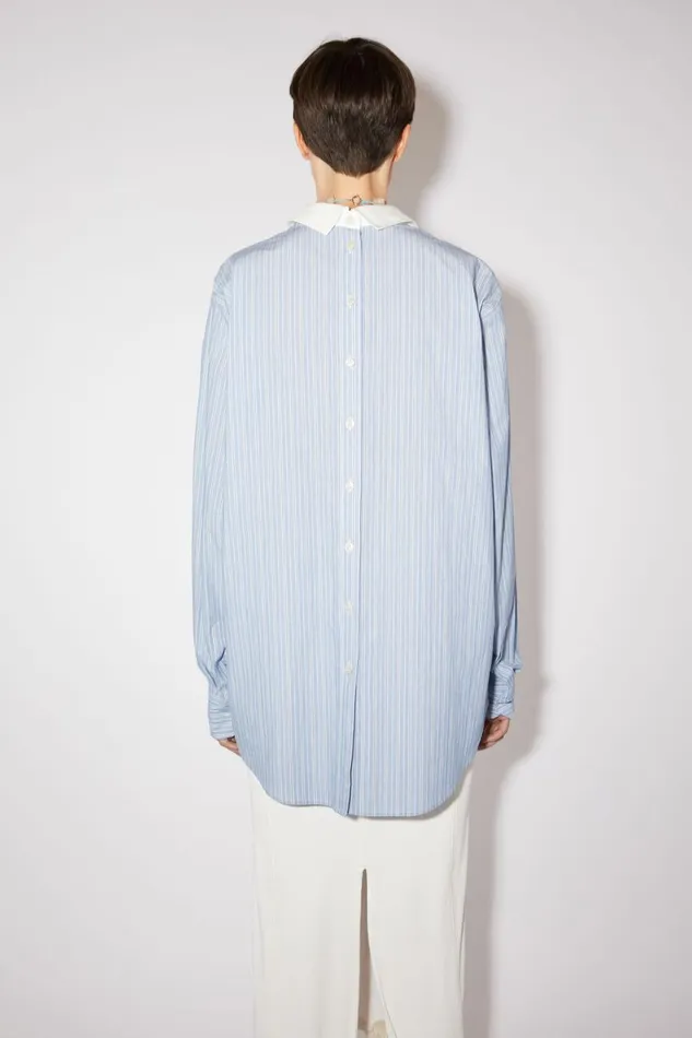 Women Striped Cotton Shirt Bluewhite Acne Studios Shirts and Blouses