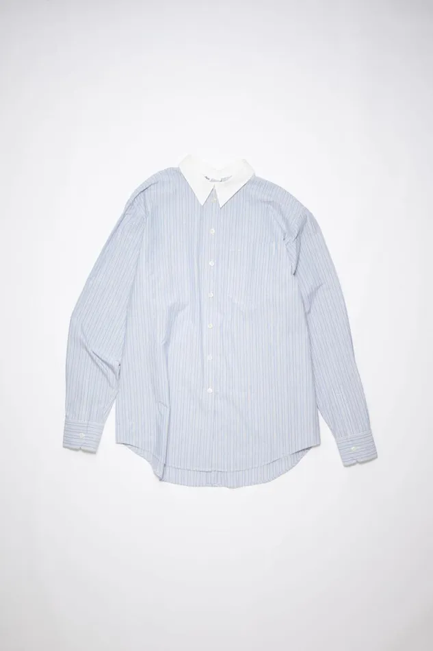 Women Striped Cotton Shirt Bluewhite Acne Studios Shirts and Blouses
