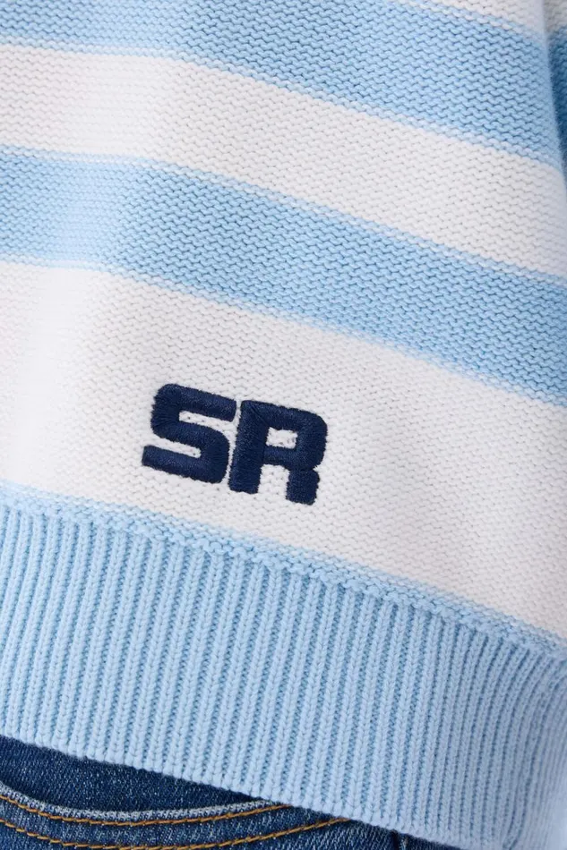 Women Striped Cotton Sweater Whiteskyblue Stripe Multi Sonia Rykiel Sweaters