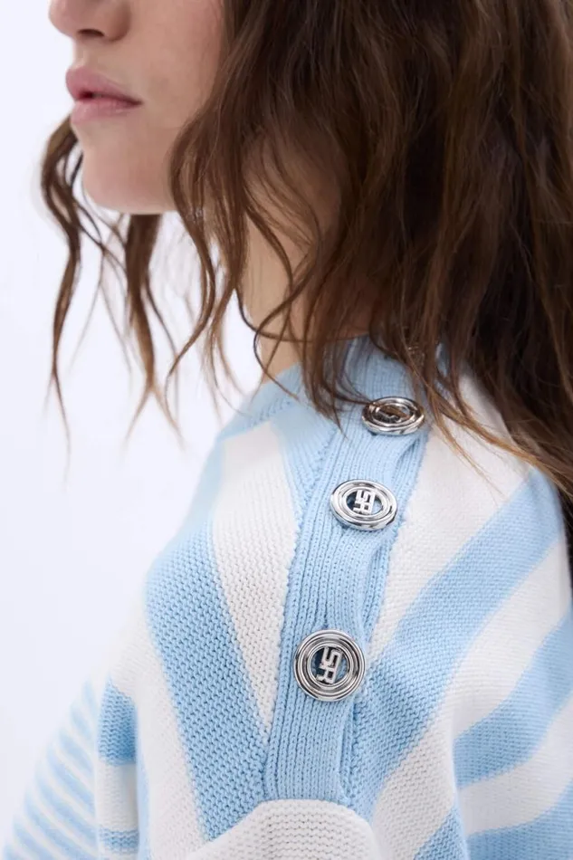 Women Striped Cotton Sweater Whiteskyblue Stripe Multi Sonia Rykiel Sweaters