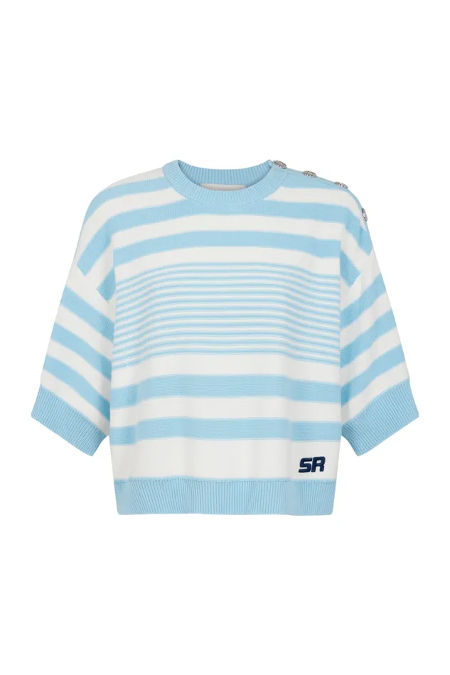 Women Striped Cotton Sweater Whiteskyblue Stripe Multi Sonia Rykiel Sweaters