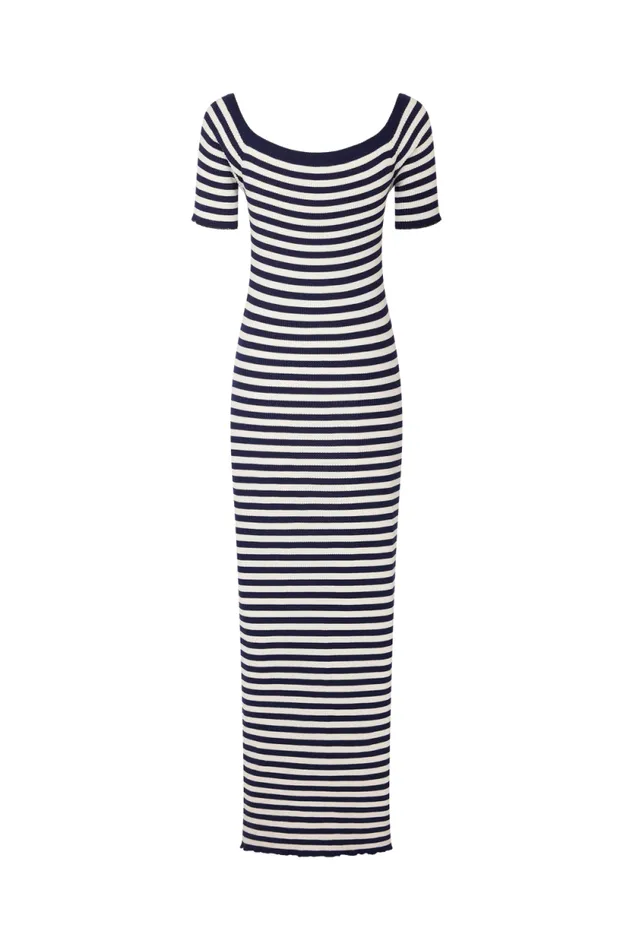 Women Striped Floral Dress Striped Whiteblue Multi Sonia Rykiel Long Dresses