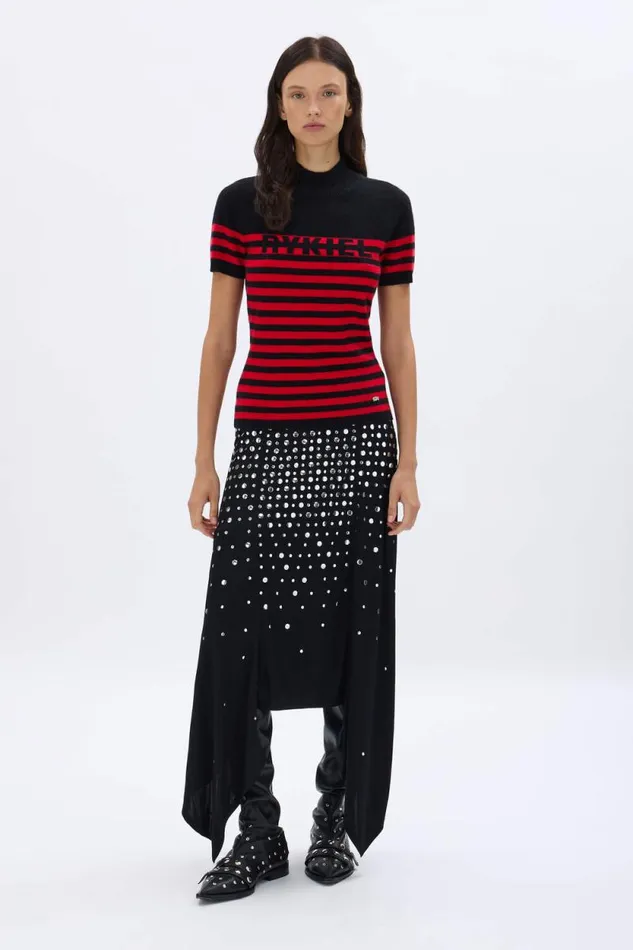 Women Studded Skirt In Asymmetrical Jersey Black Black Sonia Rykiel Skirts