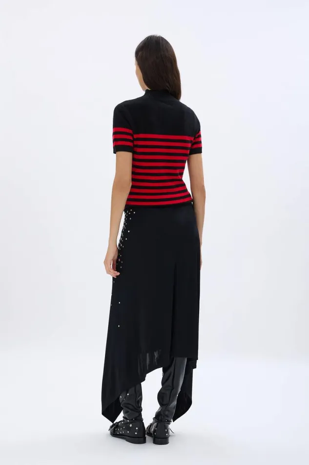 Women Studded Skirt In Asymmetrical Jersey Black Black Sonia Rykiel Skirts