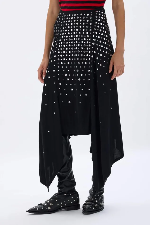 Women Studded Skirt In Asymmetrical Jersey Black Black Sonia Rykiel Skirts