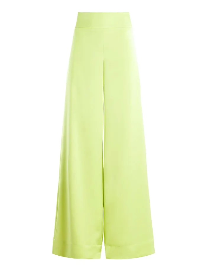 Women Suiting BCBG Harrison WideLeg Satin Trouser Lime Punch