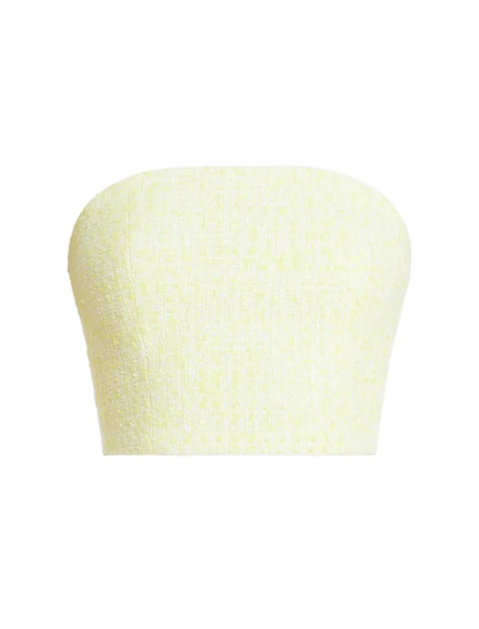 Women Suiting BCBG Strapless Boucle Crop Top Yellow