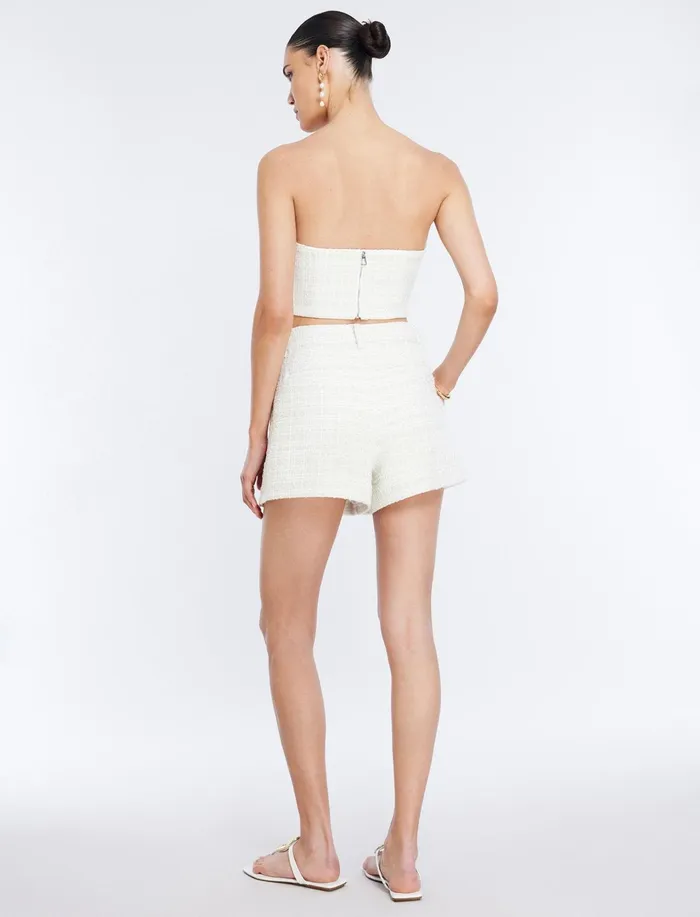 Women Suiting BCBG Tweed Short Gardenia