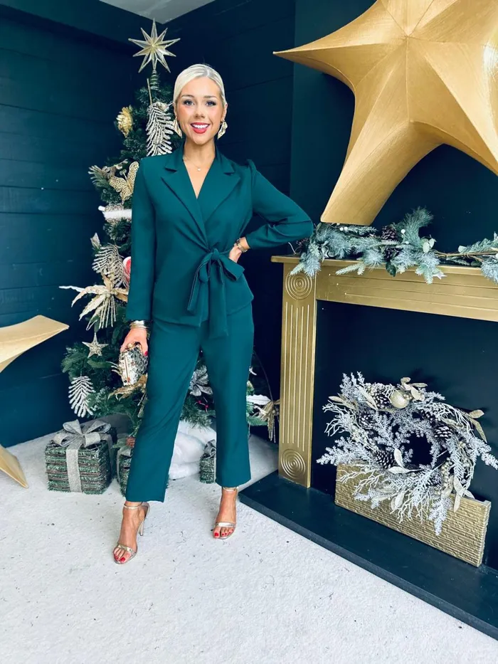 Women Suits and Blazers Canella Lane Frankie Tie Detail Suit Forest