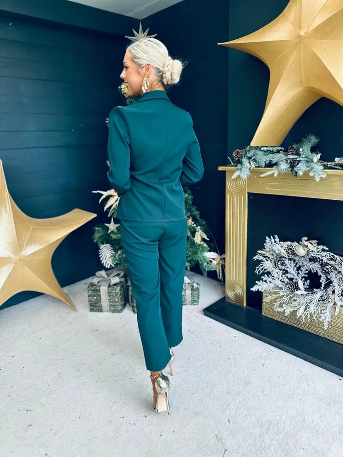 Women Suits and Blazers Canella Lane Frankie Tie Detail Suit Forest