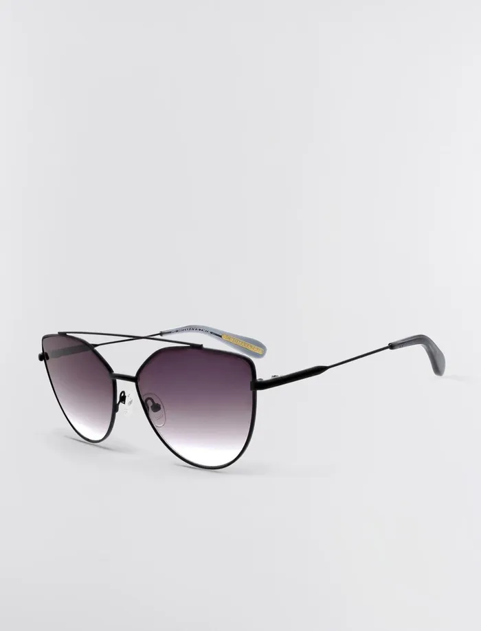 Women Sunglasses BCBG BlackSmoke Aviator Sunglasses Matte Blackdark Smoke