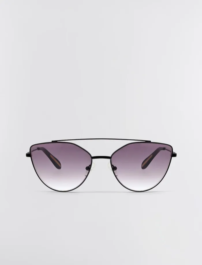 Women Sunglasses BCBG BlackSmoke Aviator Sunglasses Matte Blackdark Smoke