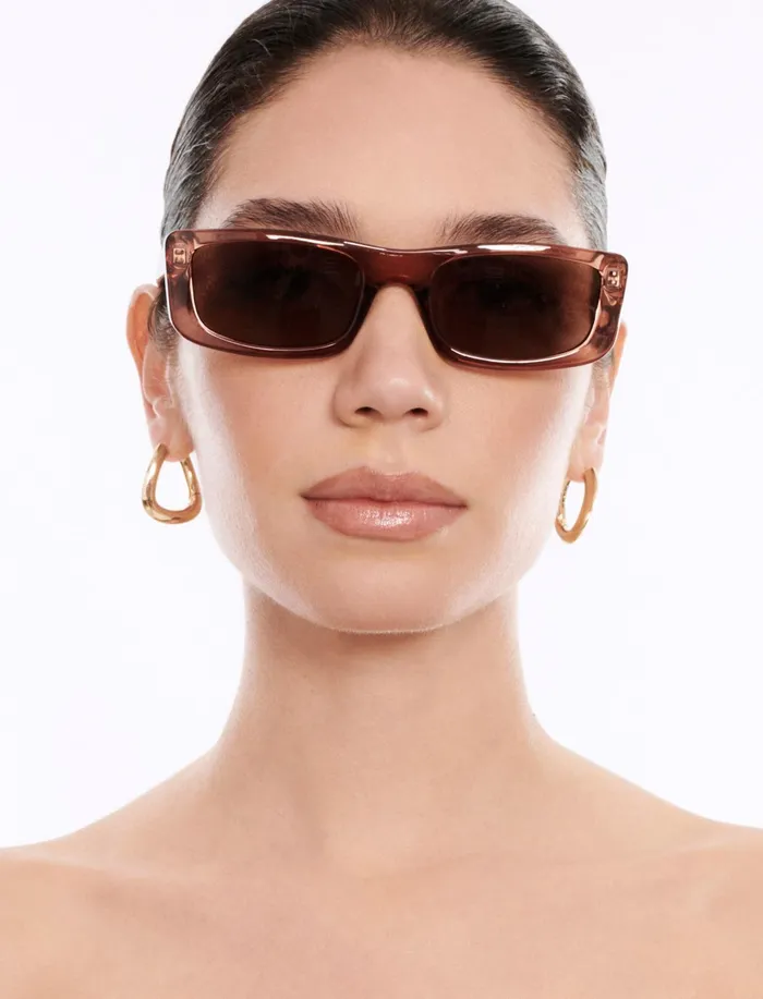 Women Sunglasses BCBG Modern Icon Rectangle Sunglasses Blush