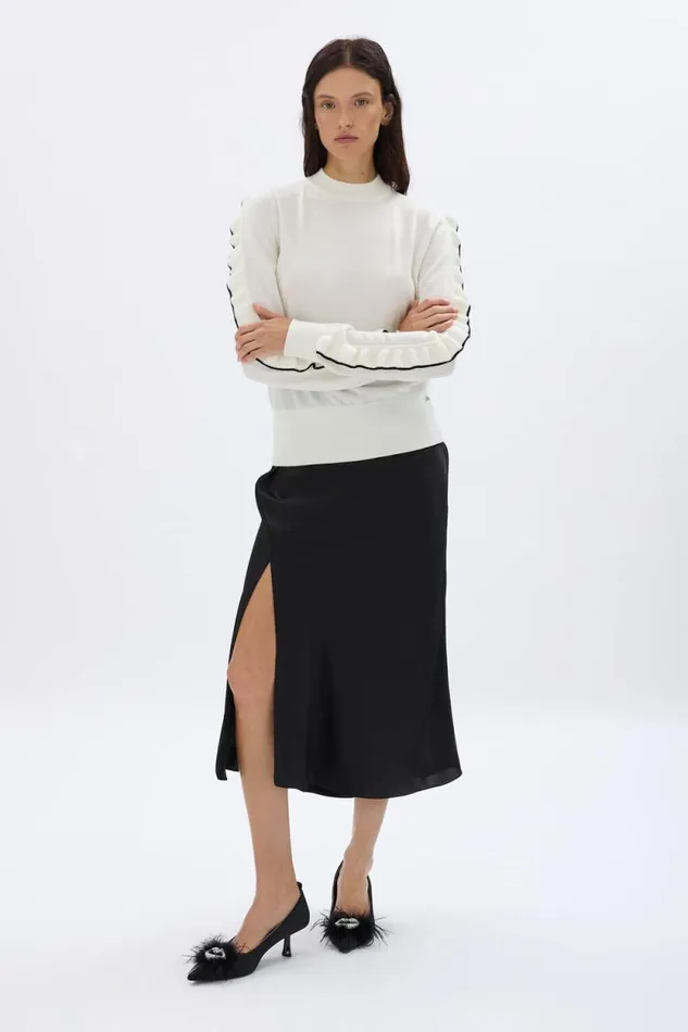 Women Sweater With Ruffle Detail Cream Beige Sonia Rykiel Sweaters