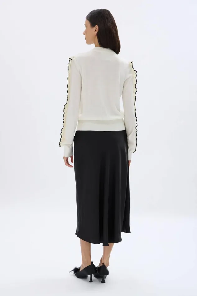 Women Sweater With Ruffle Detail Cream Beige Sonia Rykiel Sweaters