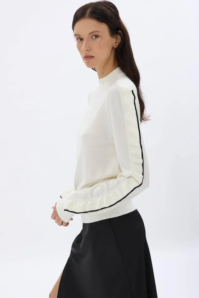 Women Sweater With Ruffle Detail Cream Beige Sonia Rykiel Sweaters