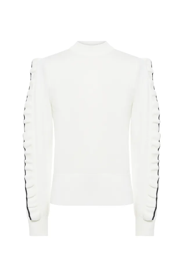 Women Sweater With Ruffle Detail Cream Beige Sonia Rykiel Sweaters