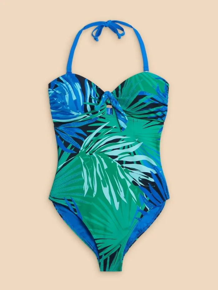 Women SWIMWEAR White Stuff Belle Printed Bandeau Swimsuit Green Print Women SWIMWEAR White Stuff Belle Printed Bandeau Swimsuit Green Print