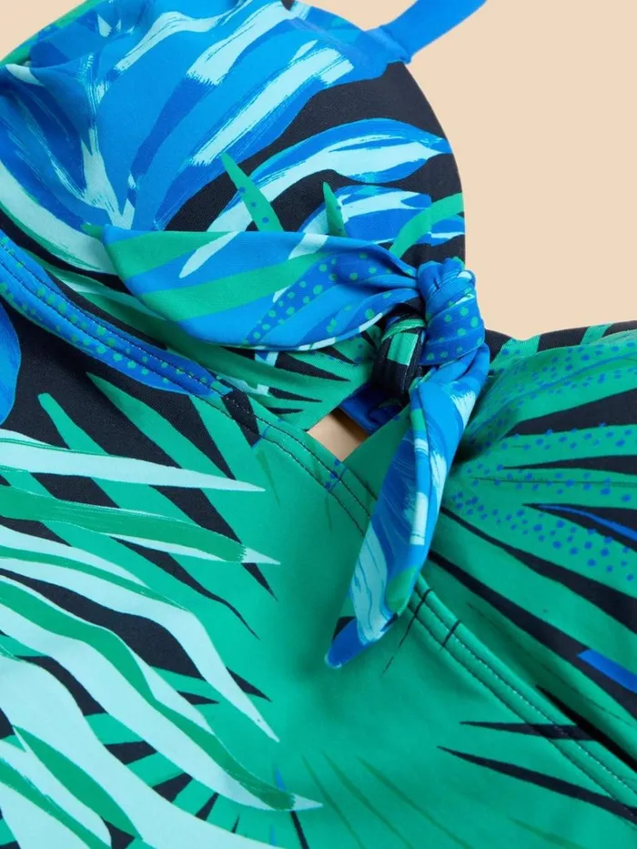 Women SWIMWEAR White Stuff Belle Printed Bandeau Swimsuit Green Print Women SWIMWEAR White Stuff Belle Printed Bandeau Swimsuit Green Print