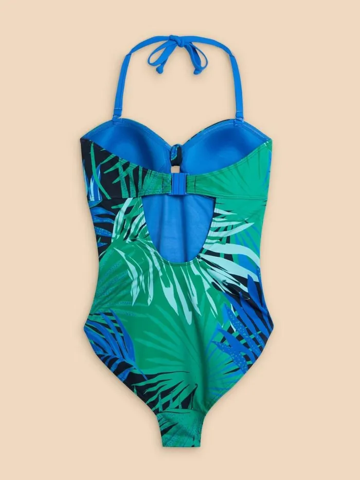 Women SWIMWEAR White Stuff Belle Printed Bandeau Swimsuit Green Print Women SWIMWEAR White Stuff Belle Printed Bandeau Swimsuit Green Print