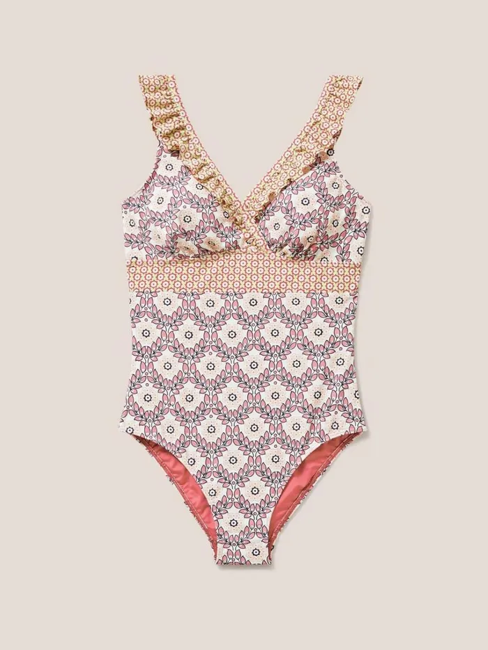 Women SWIMWEAR White Stuff Beth High Leg Swimsuit Pink Multi Women SWIMWEAR White Stuff Beth High Leg Swimsuit Pink Multi