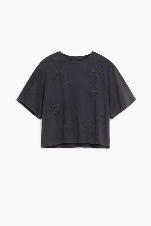 Women Tshirts Desigual Embroidered Flower Tshirt