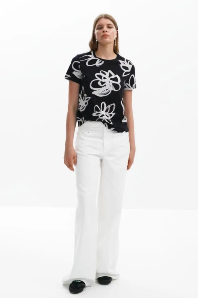 Women Tshirts Desigual Large Flower Tshirt