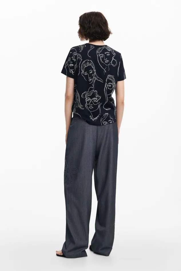 Women Tshirts Desigual Shortsleeved Tshirt With Faces