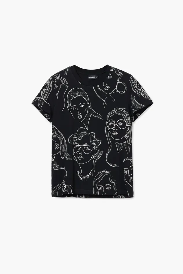 Women Tshirts Desigual Shortsleeved Tshirt With Faces