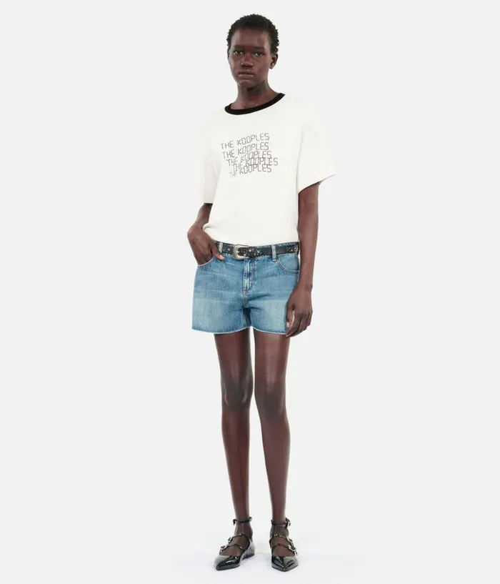 Women Tshirts THE KOOPLES Ecru TK Waves Serigraphy Tshirt Women Tshirts THE KOOPLES Ecru TK Waves Serigraphy Tshirt
