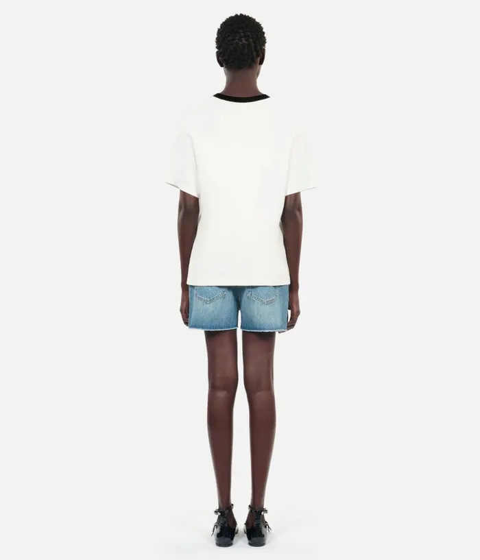 Women Tshirts THE KOOPLES Ecru TK Waves Serigraphy Tshirt Women Tshirts THE KOOPLES Ecru TK Waves Serigraphy Tshirt