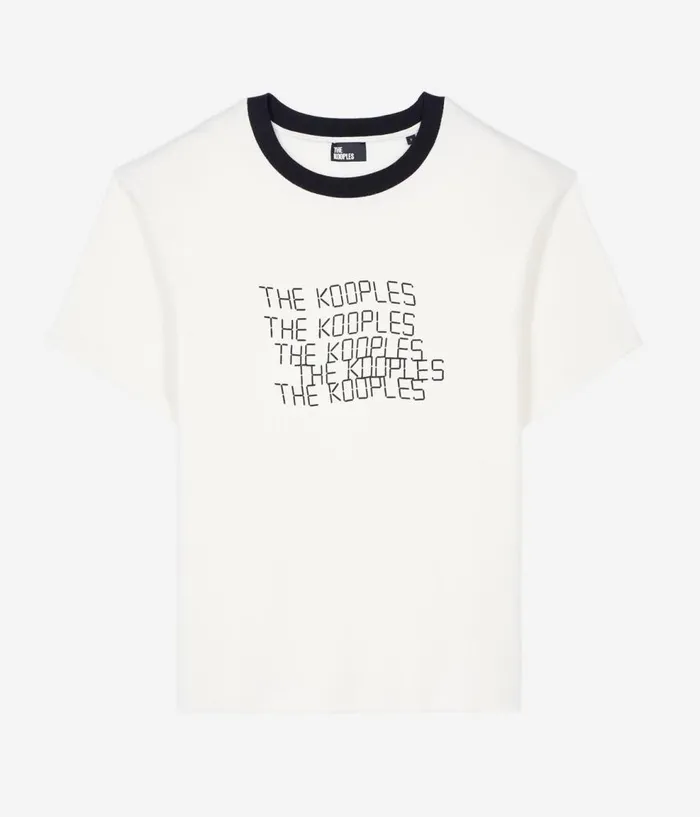 Women Tshirts THE KOOPLES Ecru TK Waves Serigraphy Tshirt Women Tshirts THE KOOPLES Ecru TK Waves Serigraphy Tshirt
