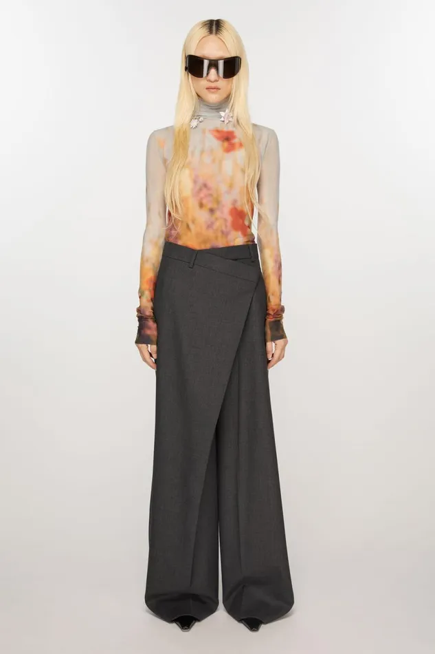 Women Tailored Wrap Trousers Grey Acne Studios Trousers