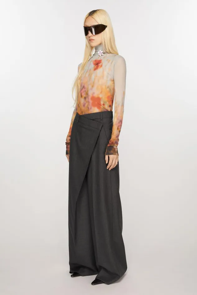 Women Tailored Wrap Trousers Grey Acne Studios Trousers