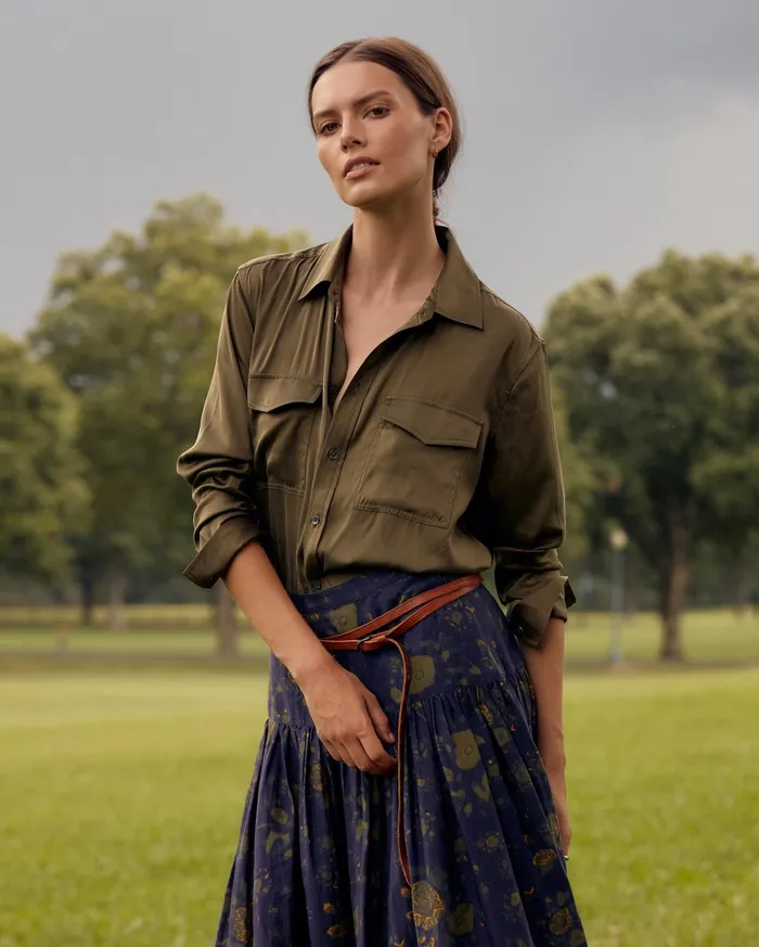 Women The Utility Shirt Burnt Olive Billy Reid Tops