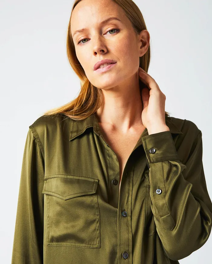 Women The Utility Shirt Burnt Olive Billy Reid Tops