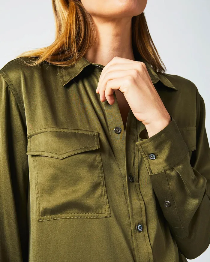 Women The Utility Shirt Burnt Olive Billy Reid Tops