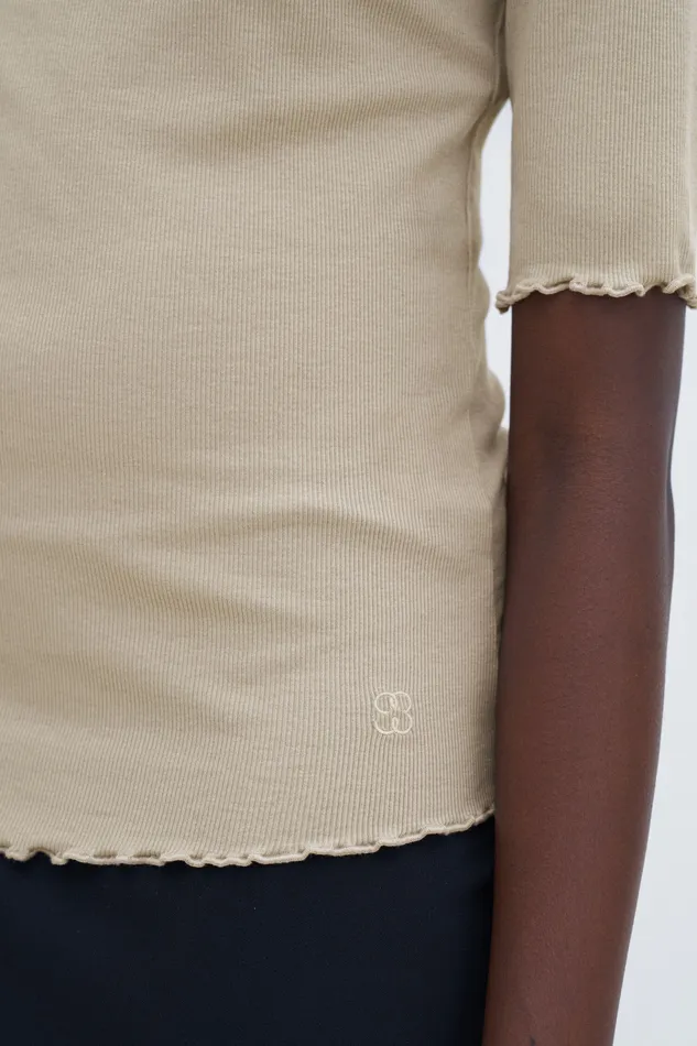 Women Tops and TShirts filippak Rib Mock Neck Tee Moss Grey Women Tops and TShirts filippak Rib Mock Neck Tee Moss Grey