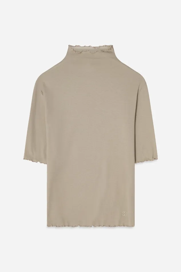 Women Tops and TShirts filippak Rib Mock Neck Tee Moss Grey Women Tops and TShirts filippak Rib Mock Neck Tee Moss Grey
