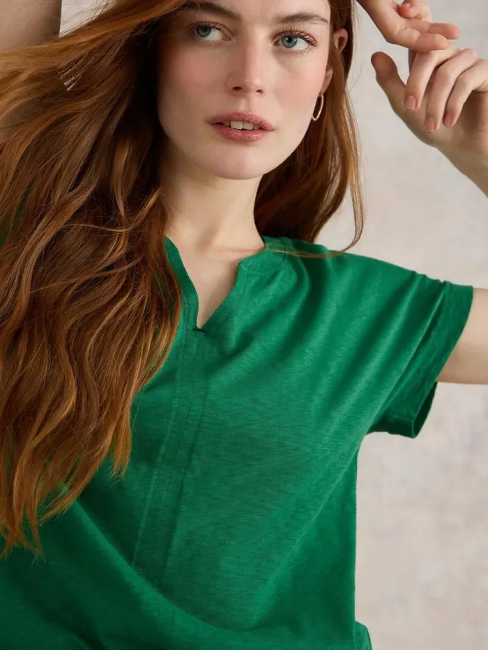 Women TOPS and TEES White Stuff NELLY COTTON NOTCH NECK TEE Mid Green Women TOPS and TEES White Stuff NELLY COTTON NOTCH NECK TEE Mid Green