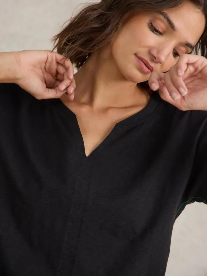 Women TOPS and TEES White Stuff NELLY COTTON NOTCH NECK TEE Pure Black Women TOPS and TEES White Stuff NELLY COTTON NOTCH NECK TEE Pure Black