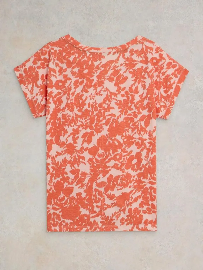 Women TOPS and TEES White Stuff NELLY NOTCH NECK COTTON TEE Orange Print Women TOPS and TEES White Stuff NELLY NOTCH NECK COTTON TEE Orange Print