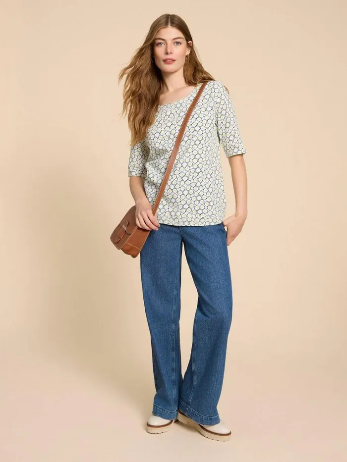 Women TOPS and TEES White Stuff WEAVER JERSEY TOP White Multi