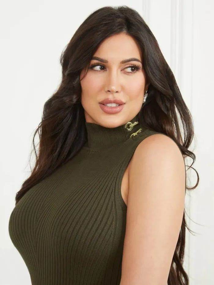 Women Tops And Sweaters Marciano Eco Alice Sleeveless Turtleneck Top 344 Olive Branch