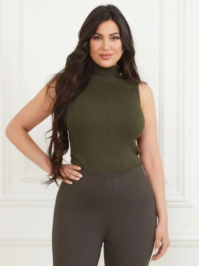 Women Tops And Sweaters Marciano Eco Alice Sleeveless Turtleneck Top 344 Olive Branch Women Tops And Sweaters Marciano Eco Alice Sleeveless Turtleneck Top 344 Olive Branch