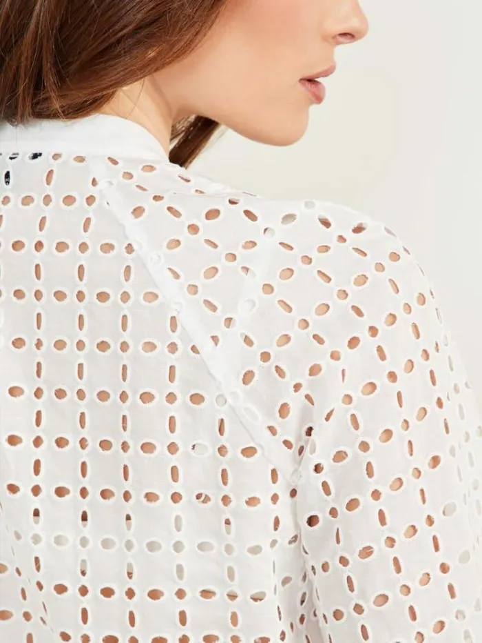 Women Tops And Sweaters Marciano Eco Luella Eyelet Blouse Blanc Pur Women Tops And Sweaters Marciano Eco Luella Eyelet Blouse Blanc Pur