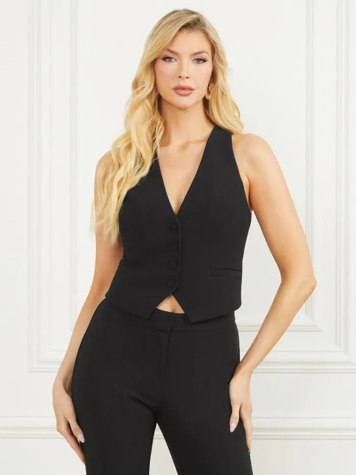 Women Tops And Sweaters Marciano Jacqueline Crop Vest Black
